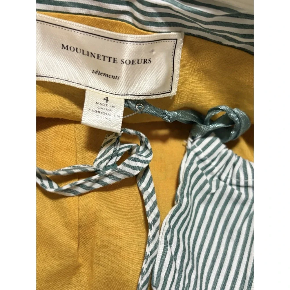 Moulinette Soeurs Girls Size 4 Cotton Striped Airplane Embroidered Dress